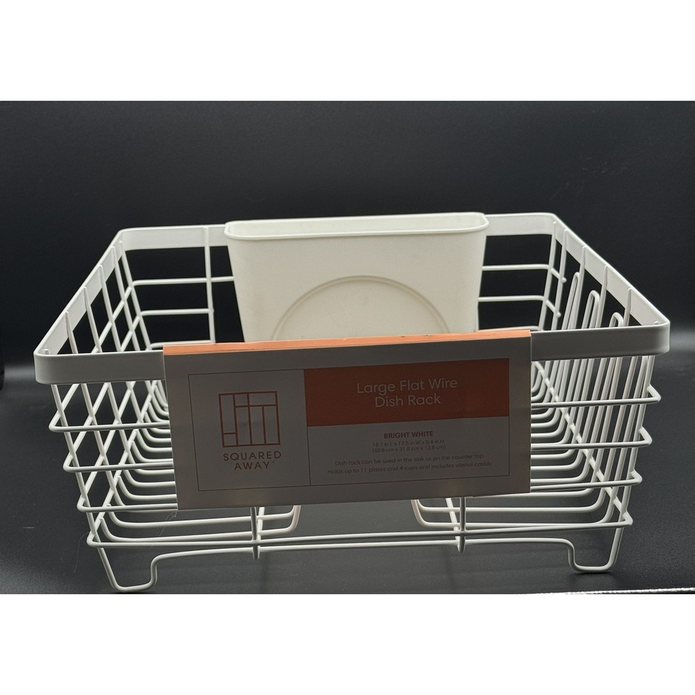 Large Flat Wire Dish Rack By Bed Bath & Beyond Squared Away 16.1x12.5x5.4 Inches - Picture 2 of 6